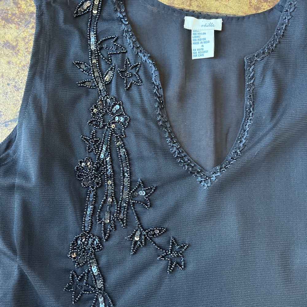 Anthropologie Sheer Beaded Mesh Top By Odille - Picture 3 of 6